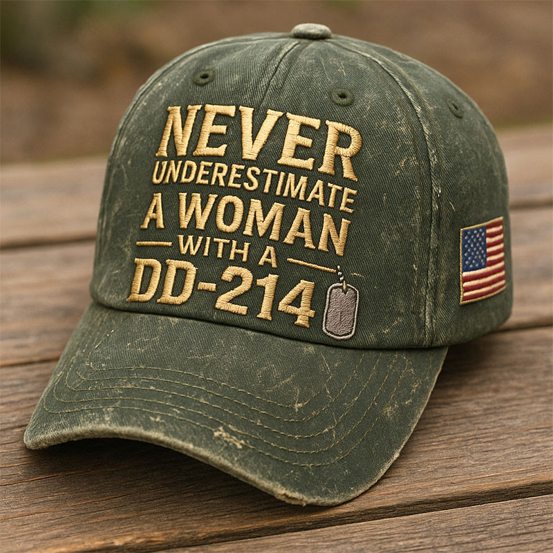 Never Underestimate A Women With A DD 214 Hat DD 214 Man Card Vintage Cap Gifts For Military