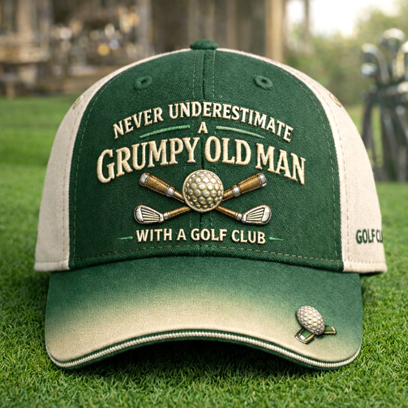 Never Underestimate Grumpy Old Man Hat Golf Club Old Vet Baseball Cap Gift For Dad