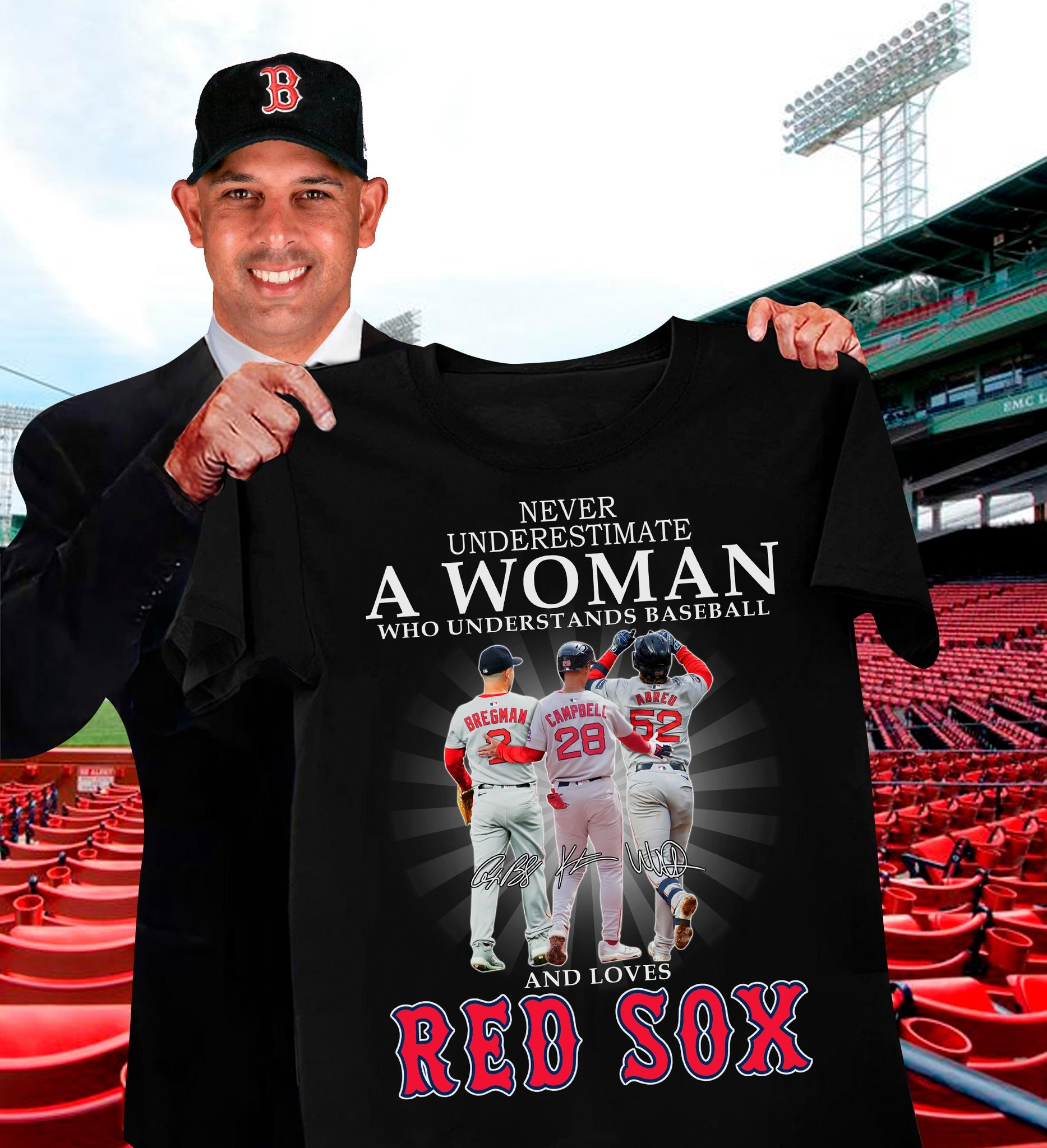 Never Underestimate Woman Loves Boston Red Sox T-Shirt Baseball Fan Gifts For Her