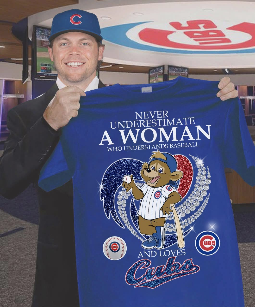 Never Underestimate Woman Loves Chicago Cubs Shirt Baseball Lovers Cubs Fan Gifts For Her