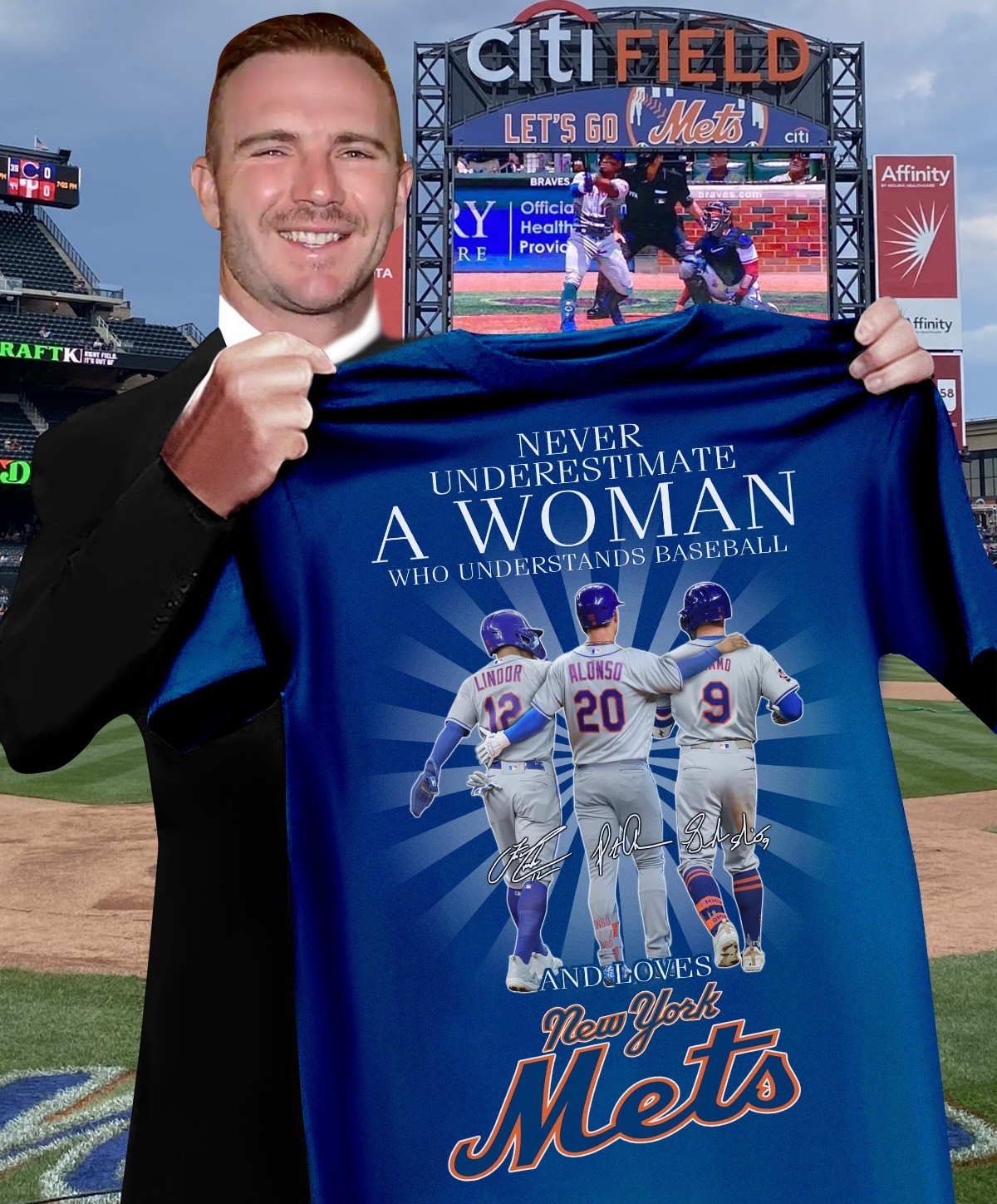 Never Underestimate Woman Loves New York Mets T-Shirt Baseball Mets Fan Gifts For Her