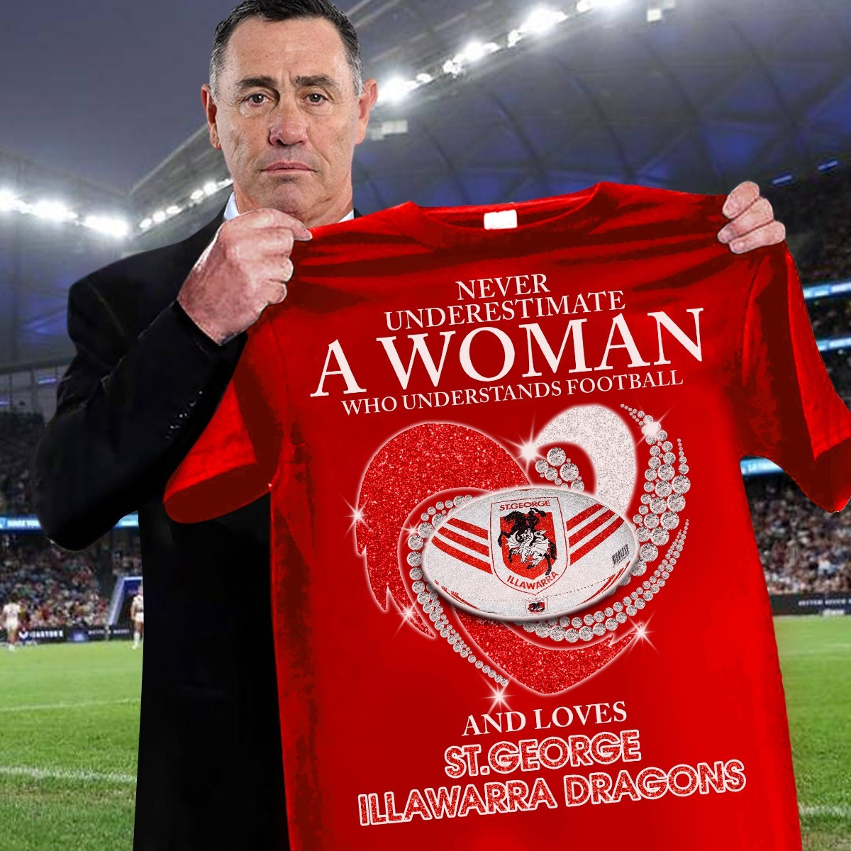 Never Underestimate Woman Loves St. George Illawarra Dragons T-Shirt Fan Gifts For Her
