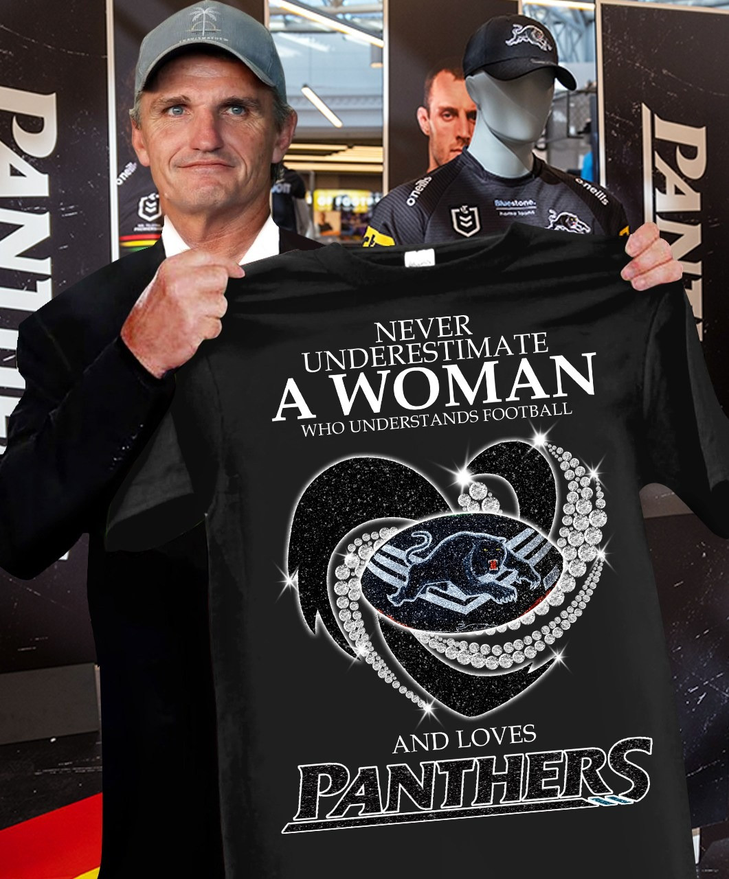 Never Underestimate Woman Who Loves Panthers Shirt Football Carolina Panthers Gifts For Her
