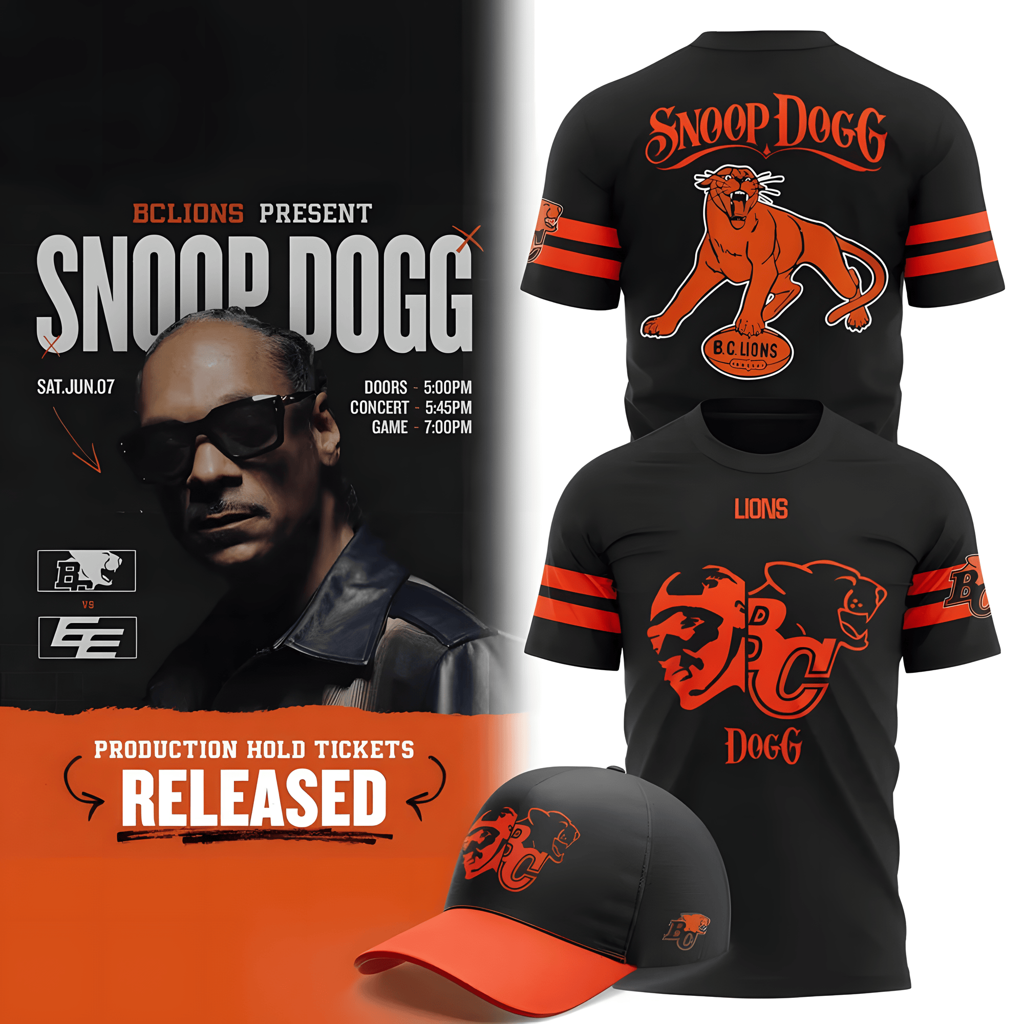 NEW BC LIONS 2025 Snoop Dogg T-shirt Comfortable And Relaxed Fit Tour Merch