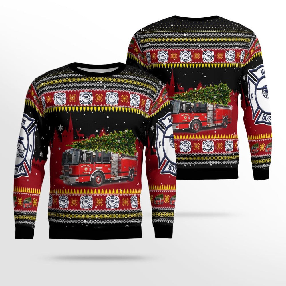 New Boston Fire Department New Boston New Hampshire Christmas AOP Ugly Sweater Christmas Unisex Sweaters Gift For Christmas