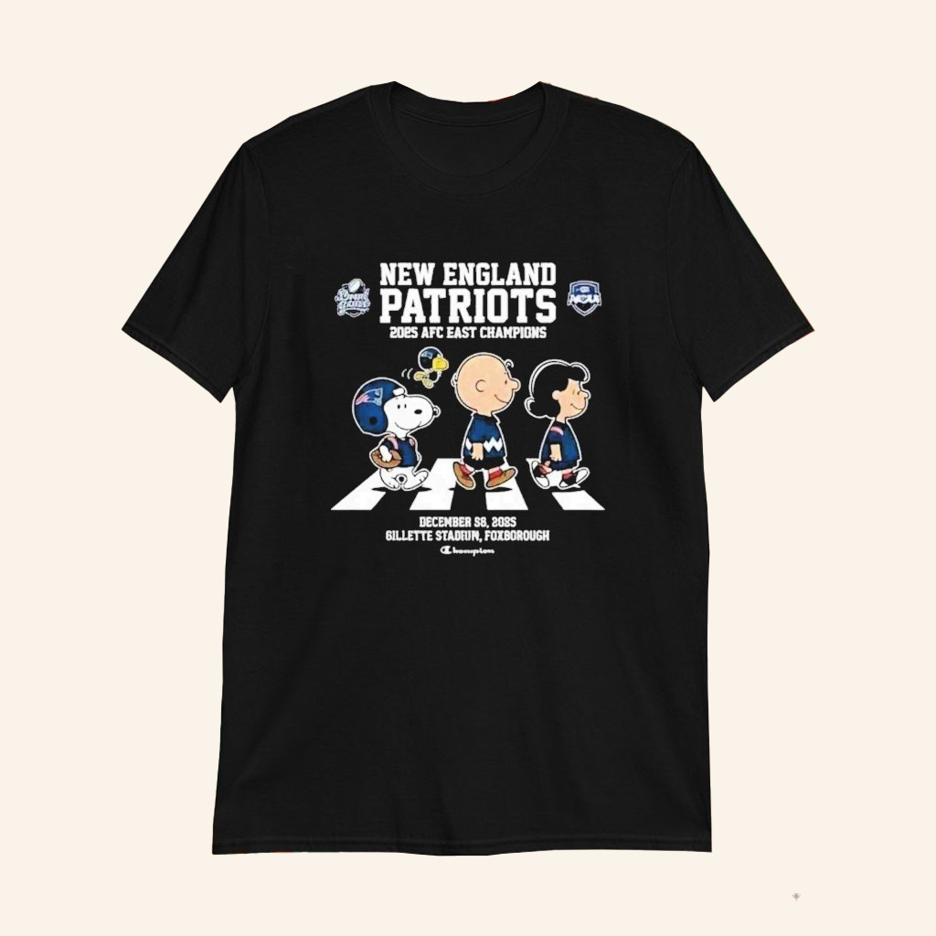 New England Football AFC East Champions 2025 Peanuts Road Abbey T-Shirt Fan Merch Gifts For Him