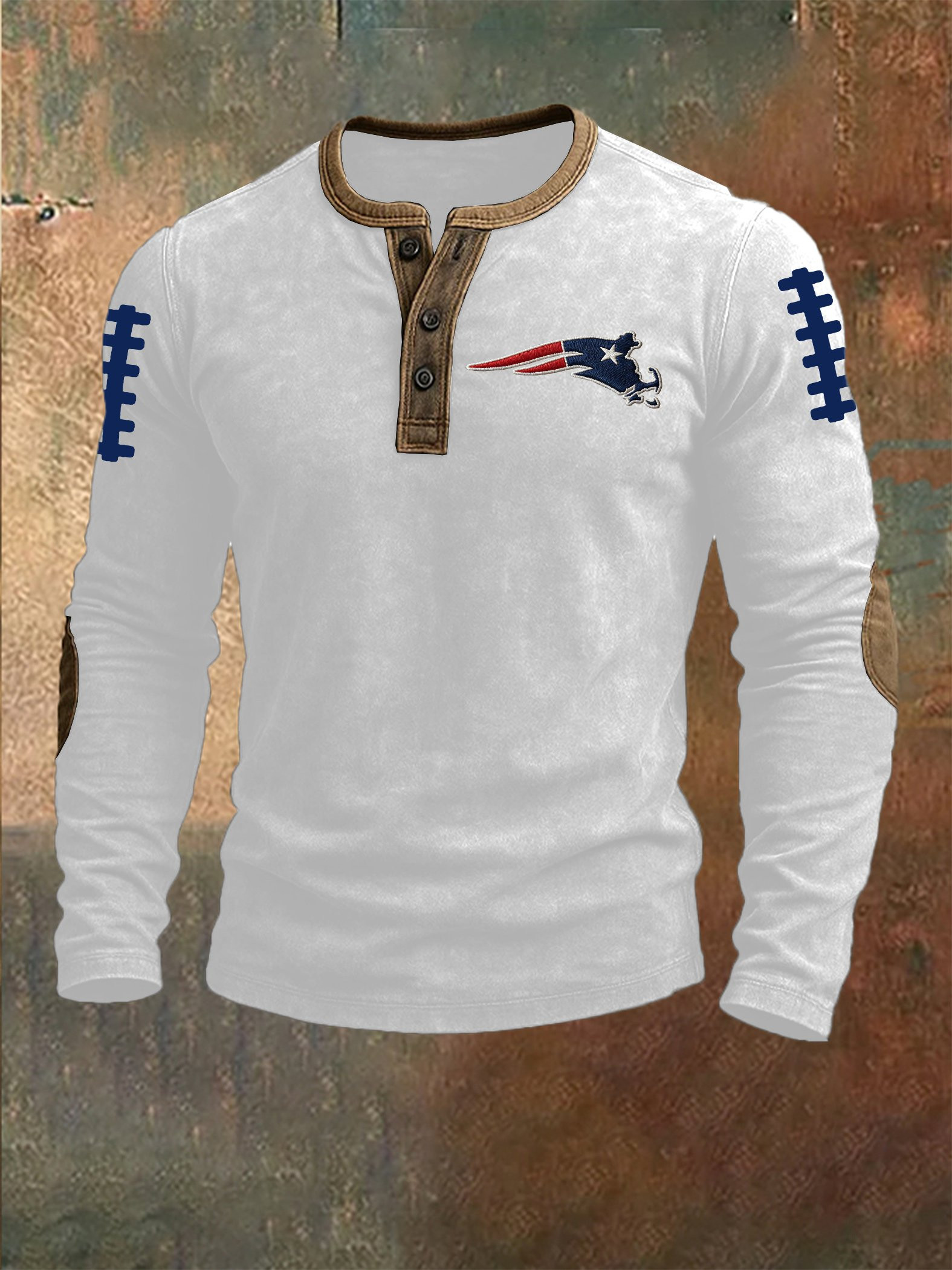 New England Football Henley Long Sleeve T-Shirt Patriots Merch NE Pride Game Day Clothes New England Football Henley Long Sleeve T-Shirt Patriots Merch NE Pride Game Day Clothes