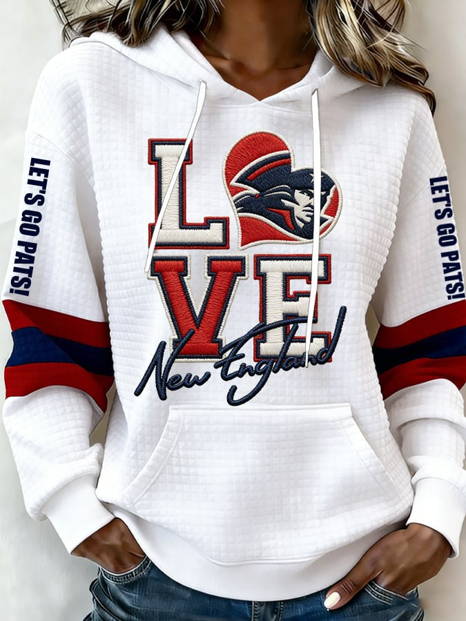 New England Football Hoodie Love New England Hoodie Let's Go Patriots Hoodie Gifts For Her