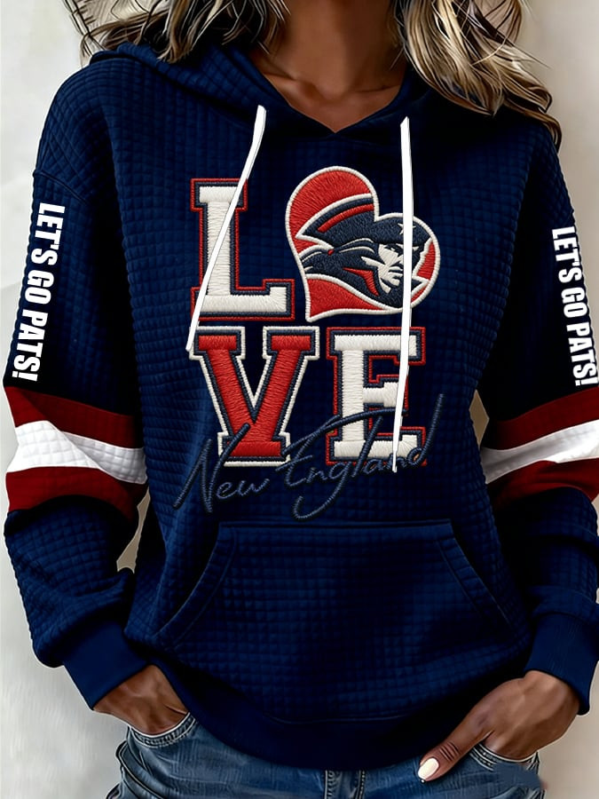 New England Football Hoodie Love New England Hoodie Let's Go Patriots Hoodie Navy