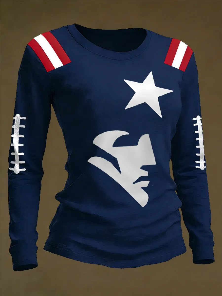 New England Football Long Sleeve Shirt Patriots Merch Forever NE Game Day Shirts Navy