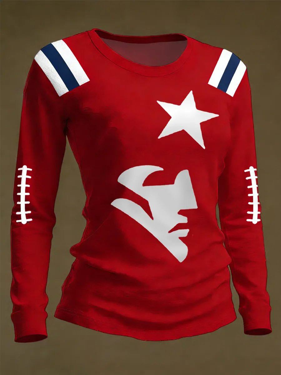 New England Football Long Sleeve Shirt Patriots Merch NE Strong Game Day Shirts Red