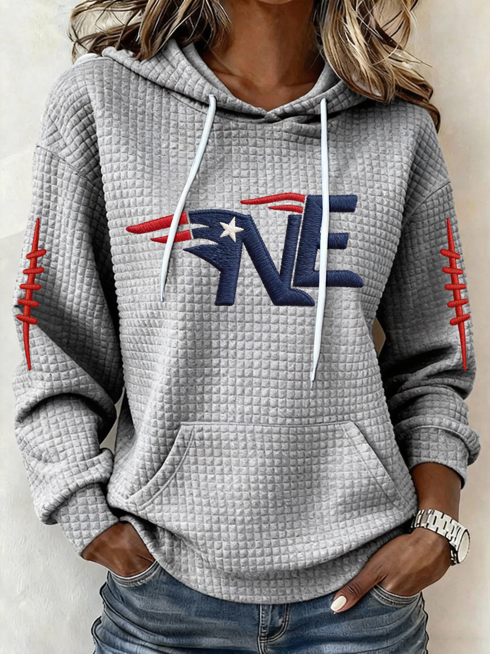 New England Football NE Hoodie New England Strong Game Day Hoodie Grey Patriots Merch Fan Gifts
