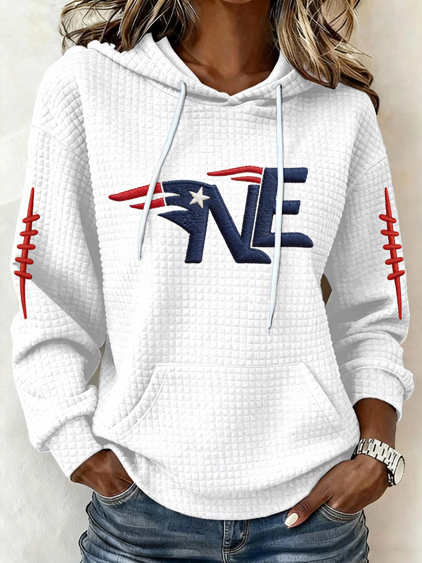 New England Football NE Hoodie New England Strong Game Day Hoodie White Patriots Merch Fan Gifts