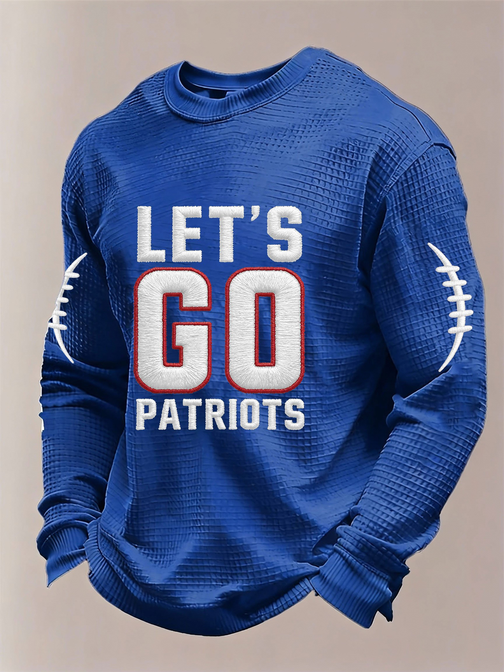 New England Football NE Long Sleeve T-Shirt Game Day Clothes Let's Go Pats Shirt Blue