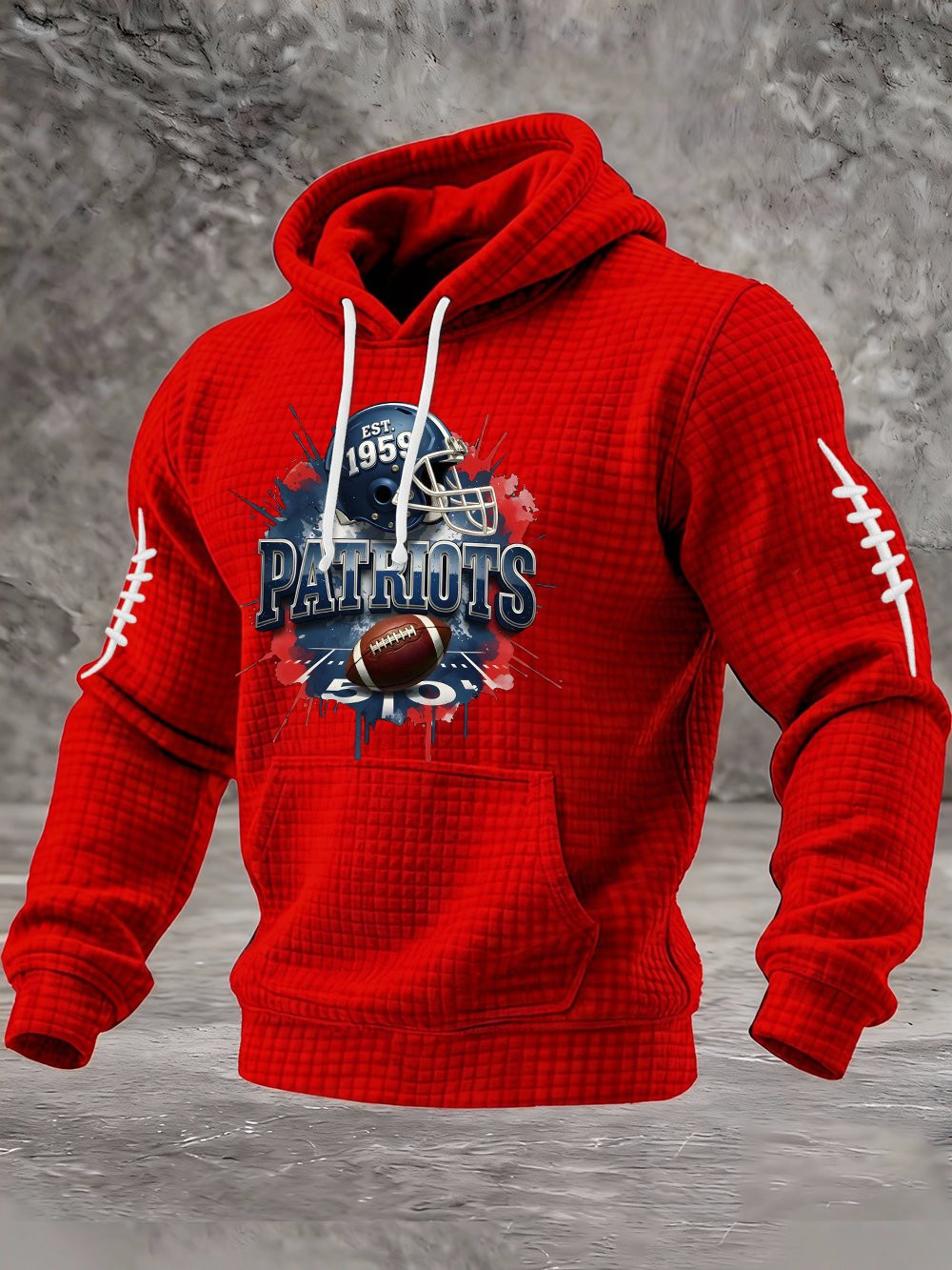 New England Football NE Waffle Hoodie Forever NE Patriots Merch Red Gifts For Game Day New England Football NE Waffle Hoodie Forever NE Patriots Merch Red Gifts For Game Day