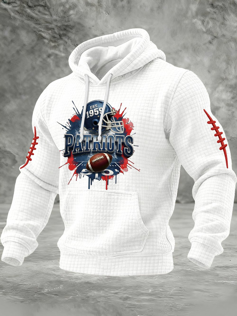 New England Football NE Waffle Hoodie Forever NE Patriots Merch White Gifts For Game Day