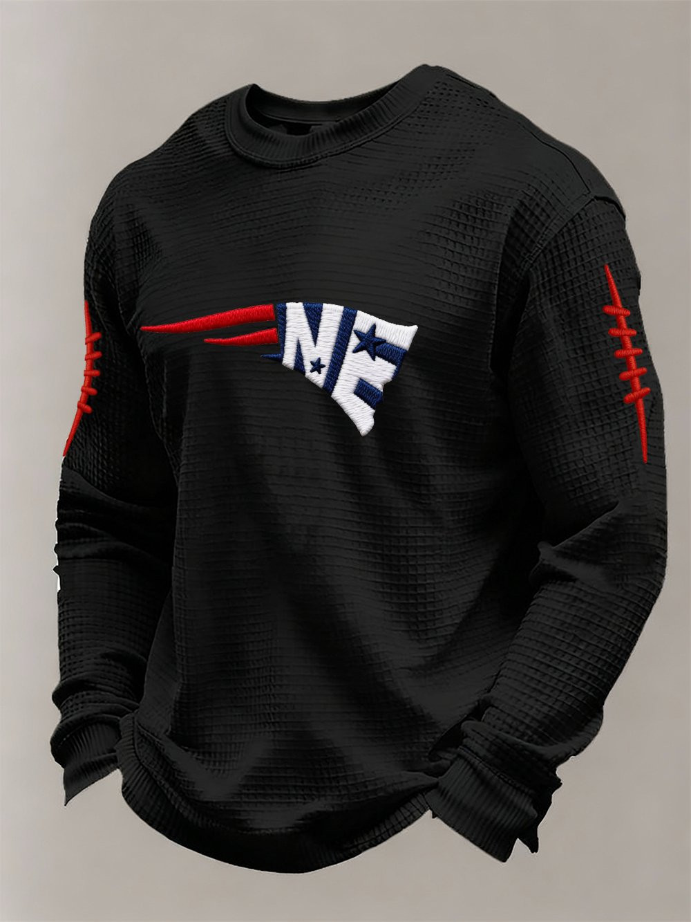 New England Football NE Waffle Long Sleeve T-Shirt Forever NE Patriots Merch Black