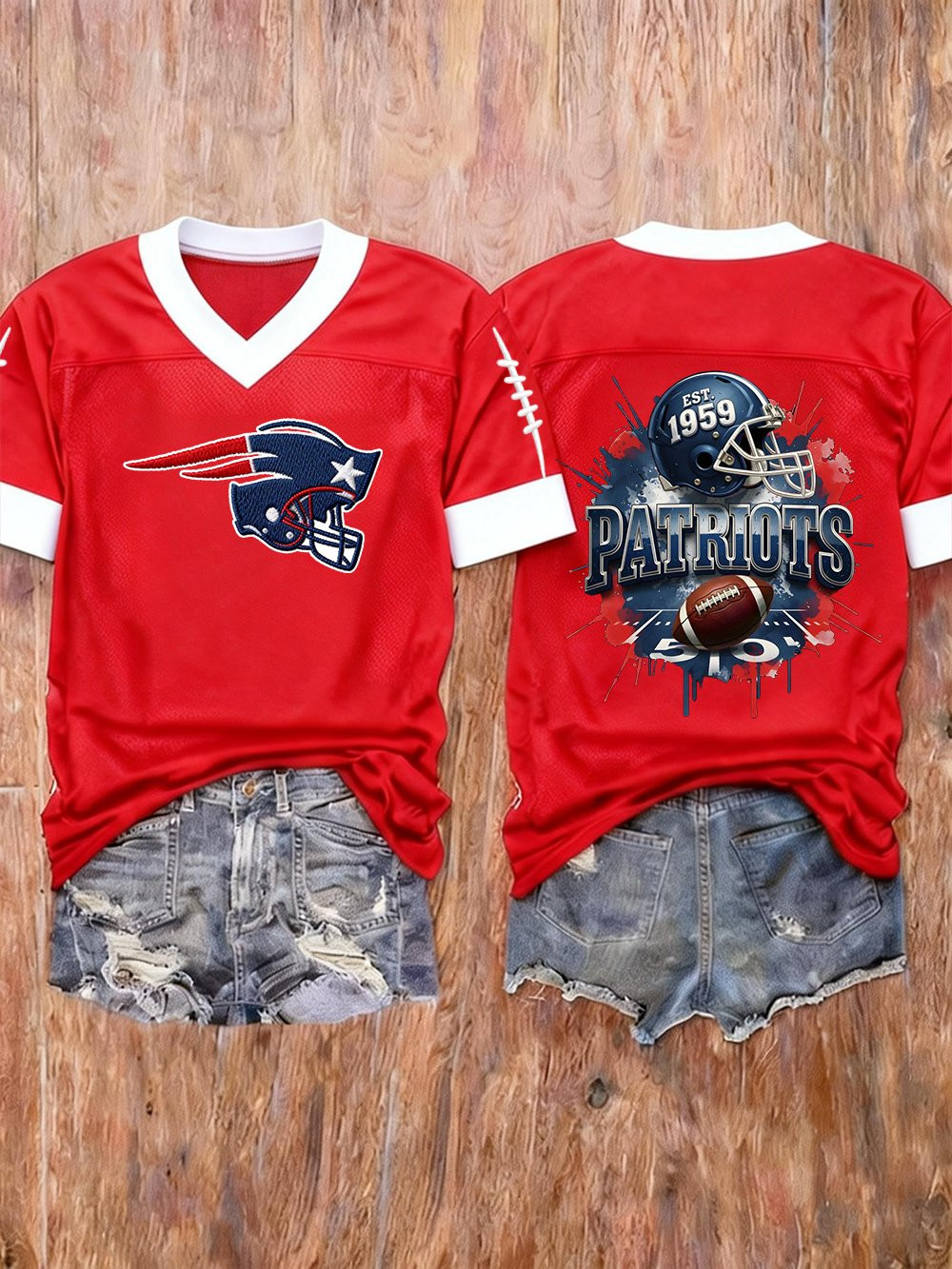 New England Football NEP Jersey NE Patriots Merch Women's Game Day Apparel Red New England Football NEP Jersey NE Patriots Merch Women's Game Day Apparel Red