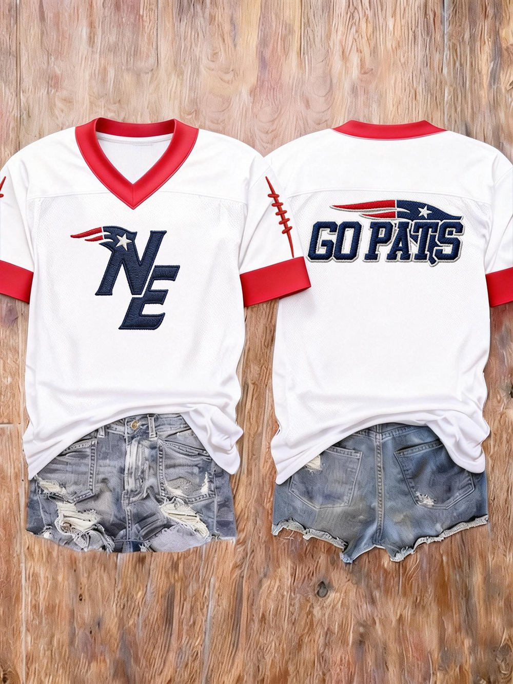 New England Football NEP Jersey NE Patriots Merch Women's Game Day Apparel White