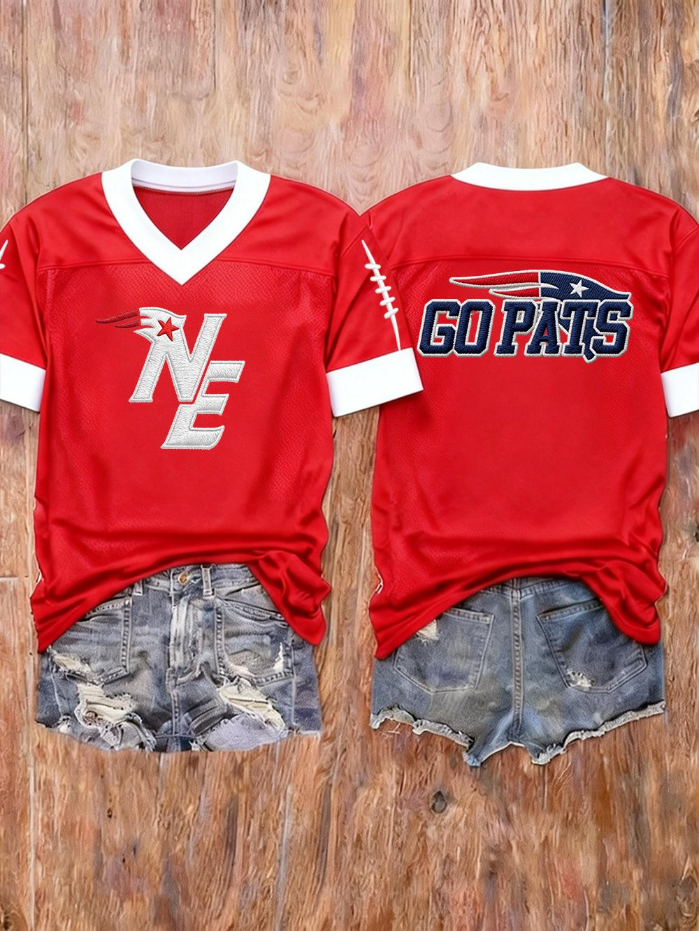 New England Football NEP Jersey NE Patriots Merch Women's Game Day Shirt Go Pats