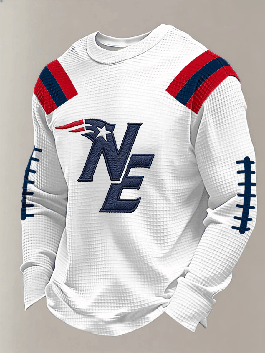 New England Football NEP Waffle Long Sleeve T-Shirt Pride NE Patriots Merch Game Day Gifts