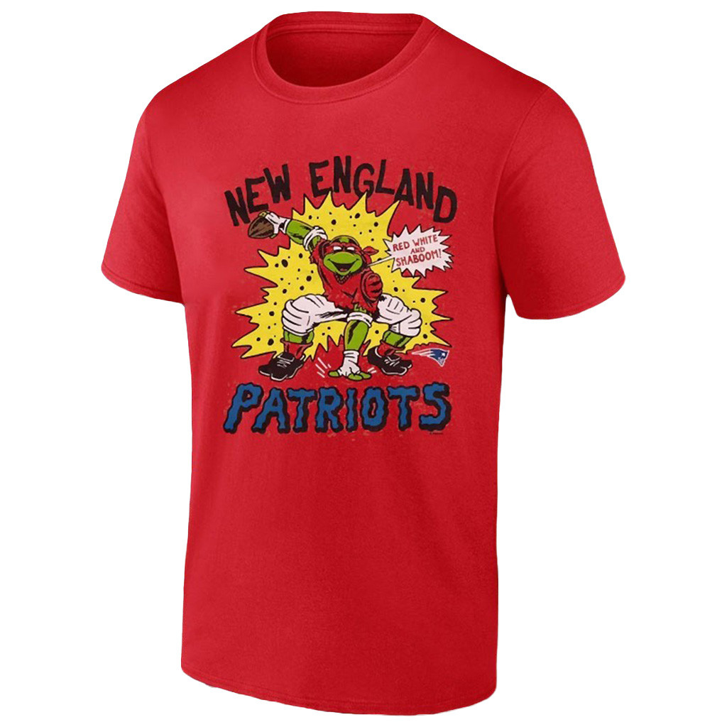 New England Football Raphael Red White And Shaboom Teenage Mutant Ninja Turtles T-Shirt