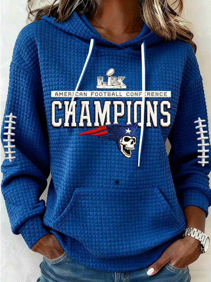 New England Football Supper Bowl Hoodie Forever NE Patriots Merch Game Day Hoodie Blue New England Football Supper Bowl Hoodie Forever NE Patriots Merch Game Day Hoodie Blue