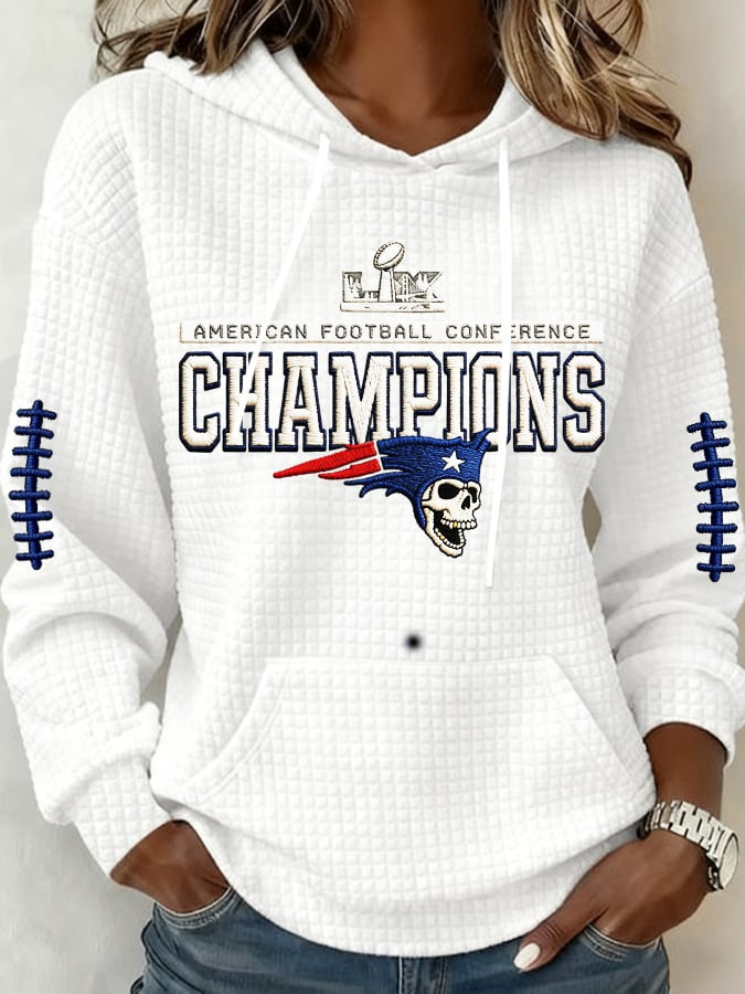 New England Football Supper Bowl Hoodie Forever NE Patriots Merch Game Day Hoodie White