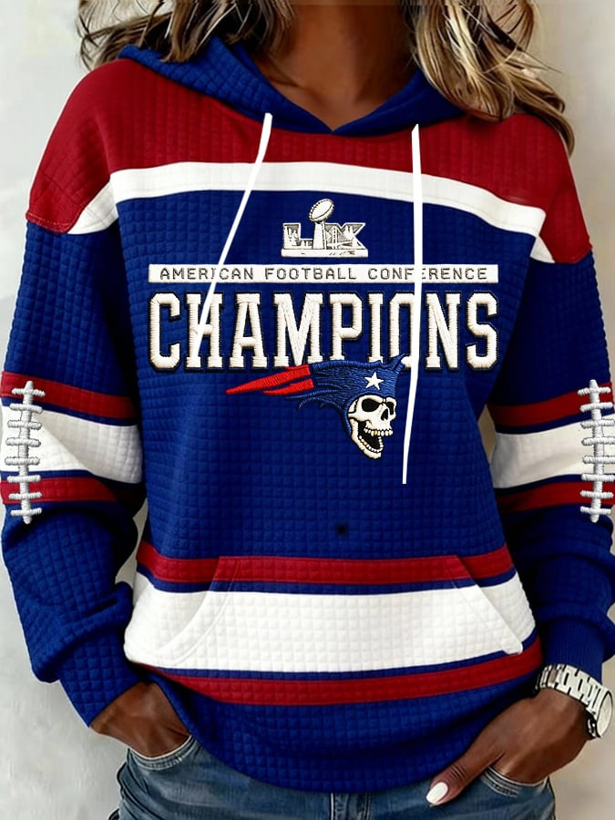 New England Football Supper Bowl Waffle Hoodie Forever NE Patriots Merch Game Day Gifts