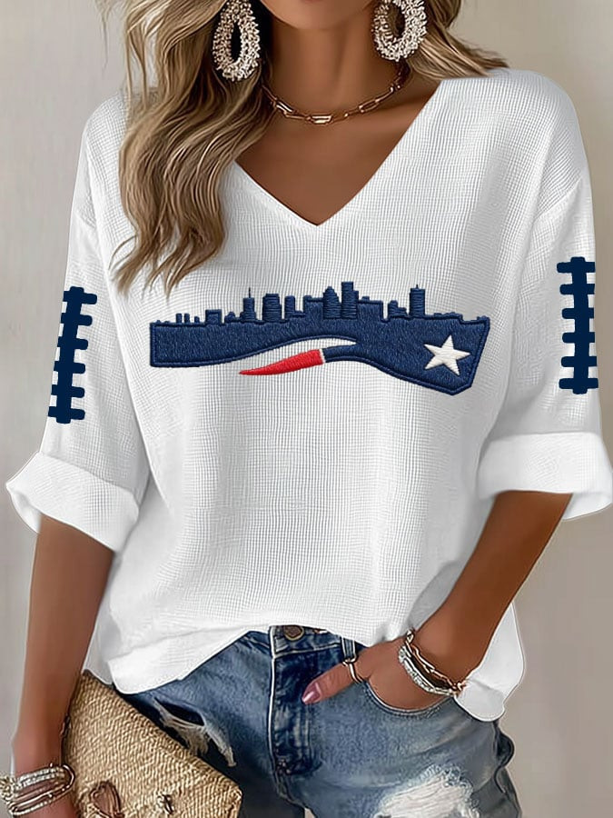 New England Football V-Neck T-Shirt Game Day Patriots Merch NEP Shirt Fan Clothing
