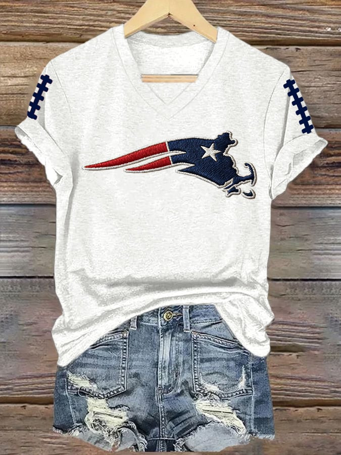 New England Football V-Neck T-Shirt Patriots Merch NE Pride Shirt Best Gifts For Football Fans New England Football V-Neck T-Shirt Patriots Merch NE Pride Shirt Best Gifts For Football Fans