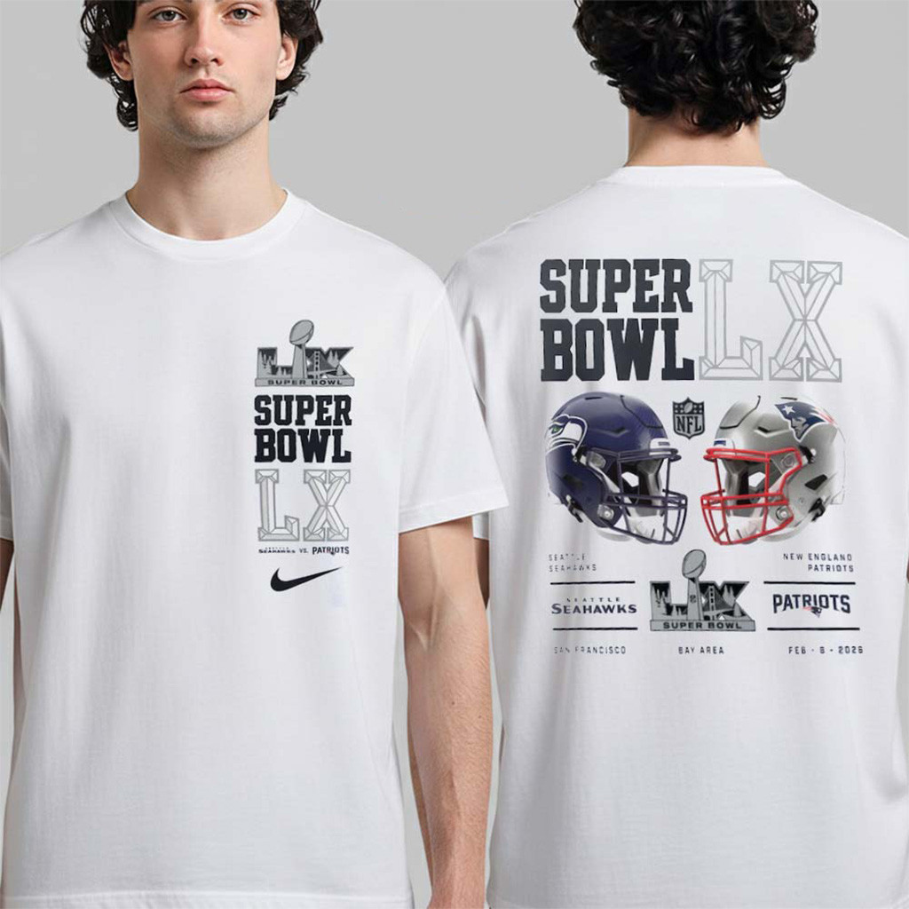 New England Football Vs Seattle Football Super Bowl LX Dueling T-Shirt Game Day Gifts For Fans