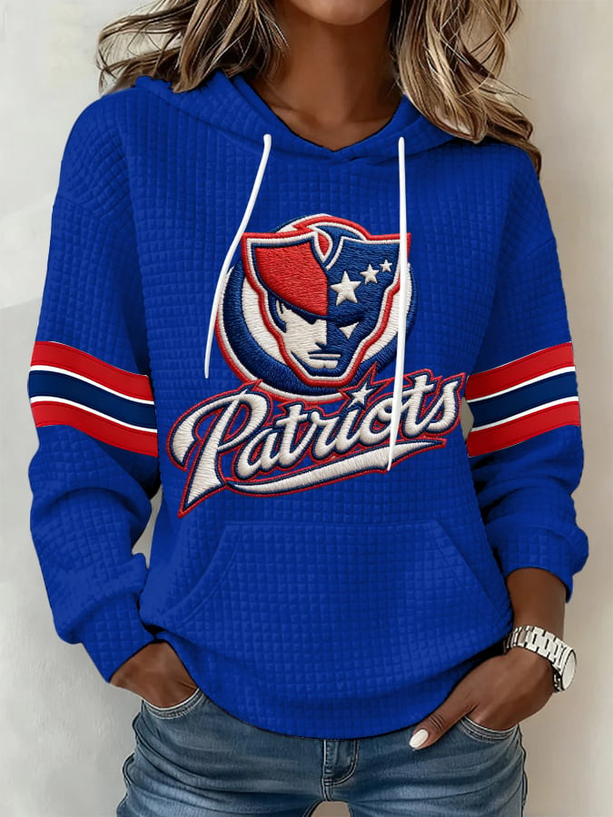 New England Football Waffle Hoodie Forever NE Patriots Merch Game Day Gifts For Her