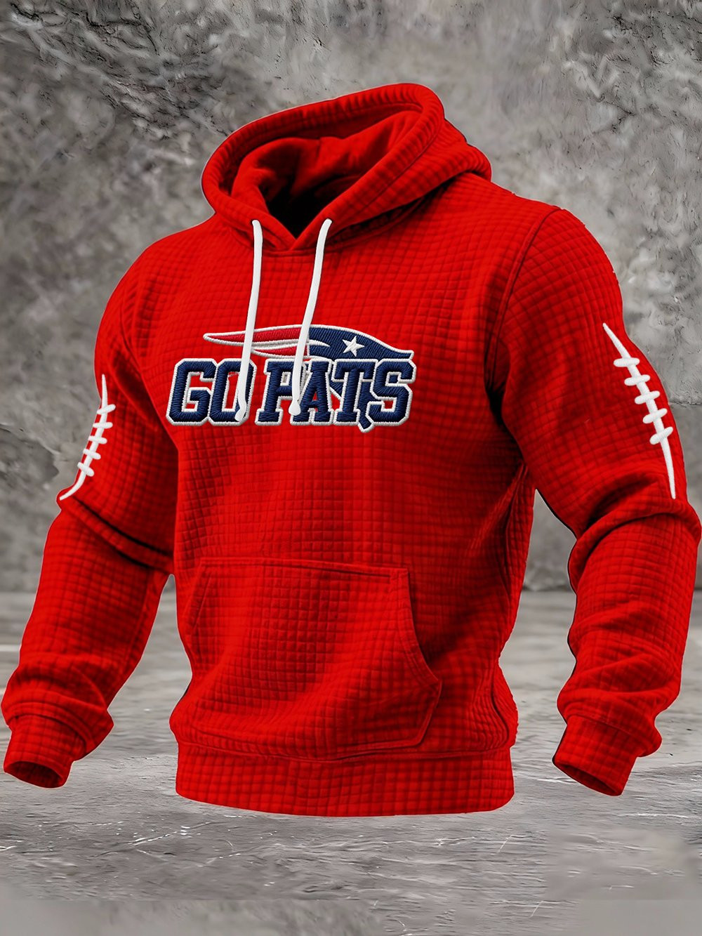 New England Football Waffle Hoodie Forever NE Patriots Merch Go Pats Hoodie Black