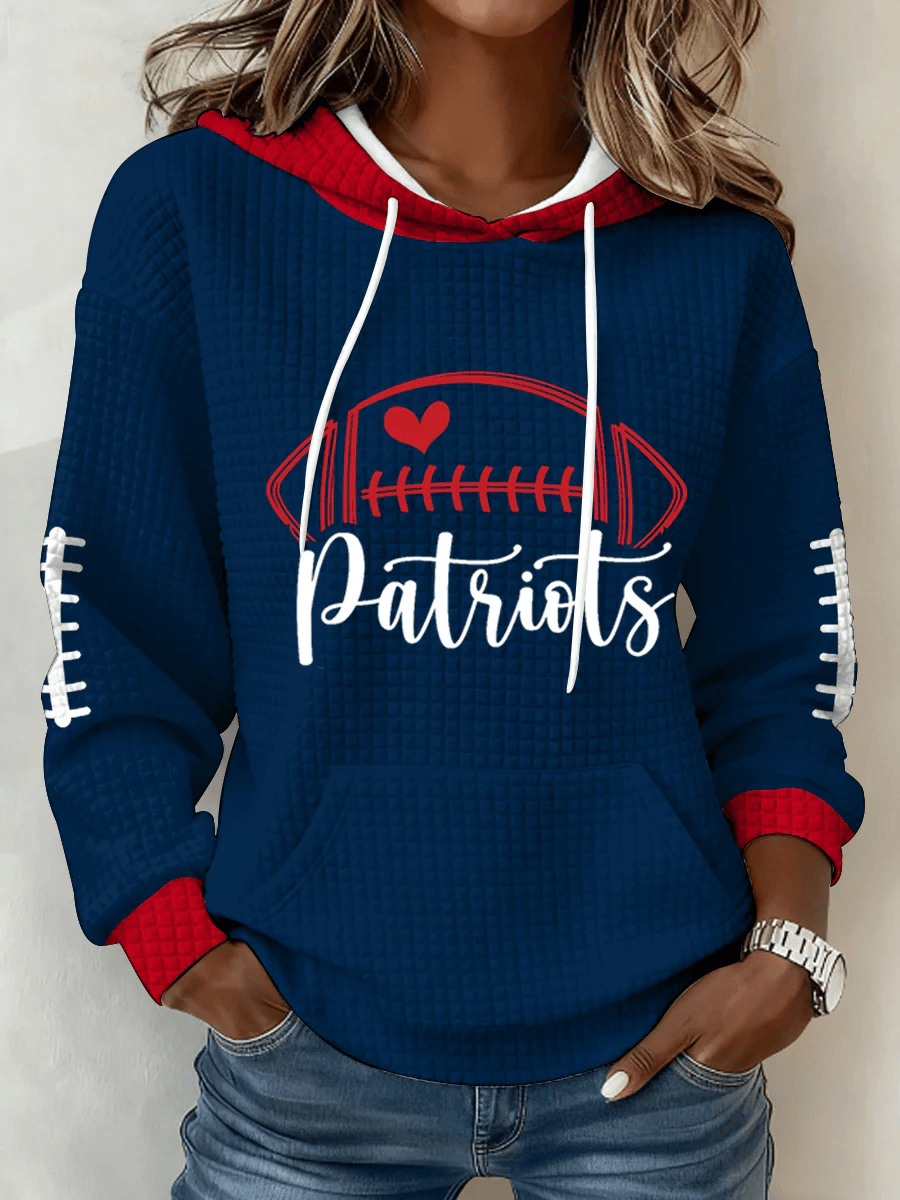 New England Football Waffle Hoodie Patriots Merch Forever NE Hoodie Game Day Clothing Women's