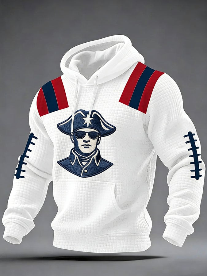 New England Football Waffle Hoodie Patriots Merch NE Hoodie Game Day Clothing For Fans