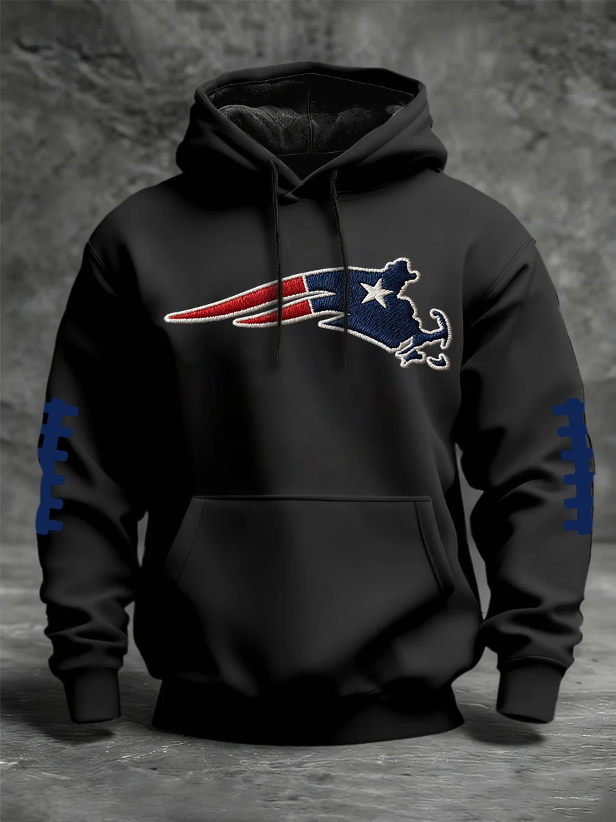 New England Football Waffle Hoodie Pride NE Patriots Merch Game Day Gifts Black