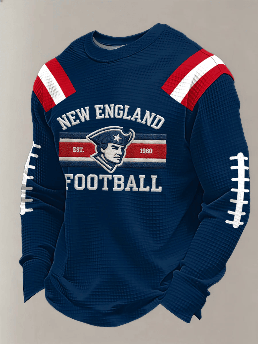 New England Football Waffle Long Sleeve Shirt NE Patriots Merch Forever New England Shirt Navy New England Football Waffle Long Sleeve Shirt NE Patriots Merch Forever New England Shirt Navy