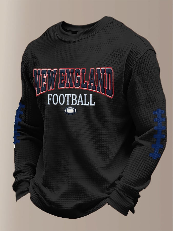 New England Football Waffle Long Sleeve Shirt NE Patriots Merch New England Strong Shirt Black