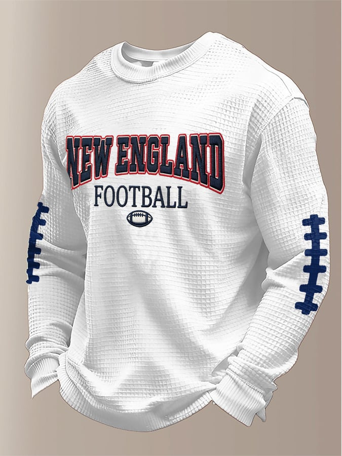 New England Football Waffle Long Sleeve Shirt NE Patriots Merch New England Strong Shirt White