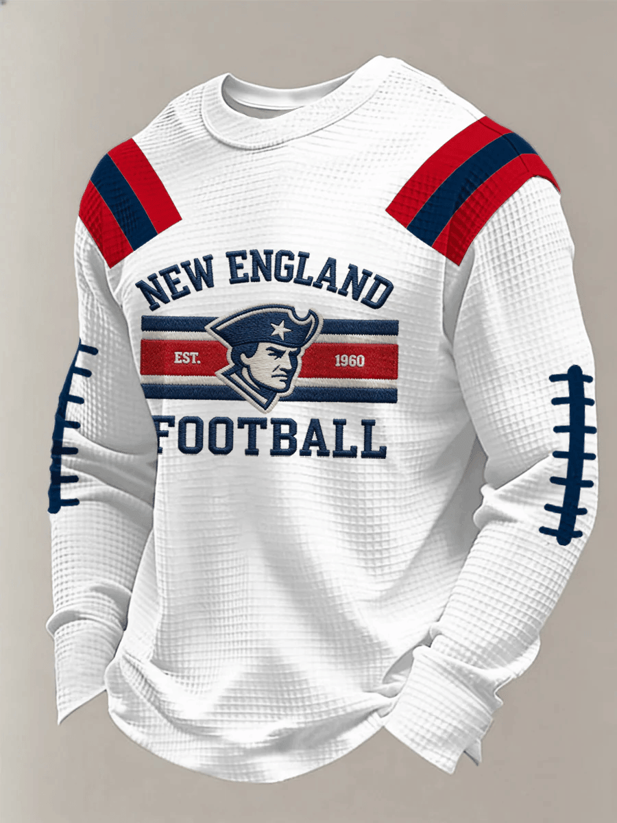 New England Football Waffle Long Sleeve Shirt Pride NE Patriots Merch Game Day Gifts Men's