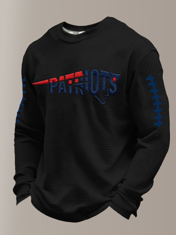 New England Football Waffle Long Sleeve T-Shirt Patriots Shirt Men's Game Day Apparel