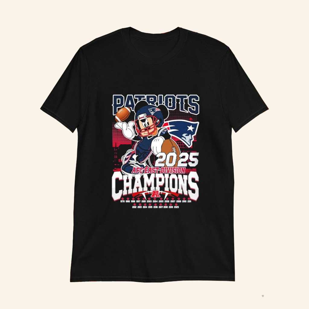 New England Football X Mickey Mouse 2025 AFC East Division Champions T-Shirt Fan Merch New England Football X Mickey Mouse 2025 AFC East Division Champions T-Shirt Fan Merch