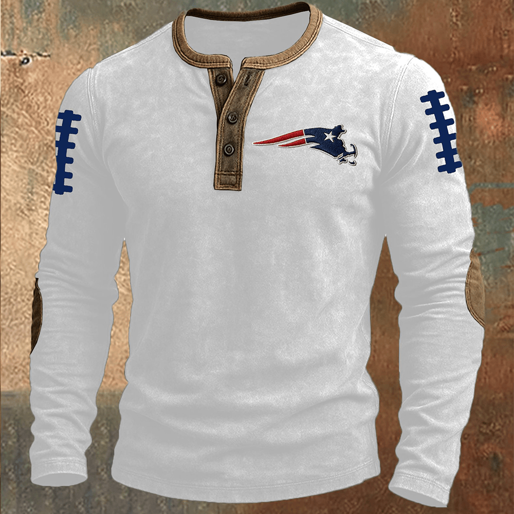 New England Patriots Football Button Long Sleeve Shirt Football Clothing Game Day Gear