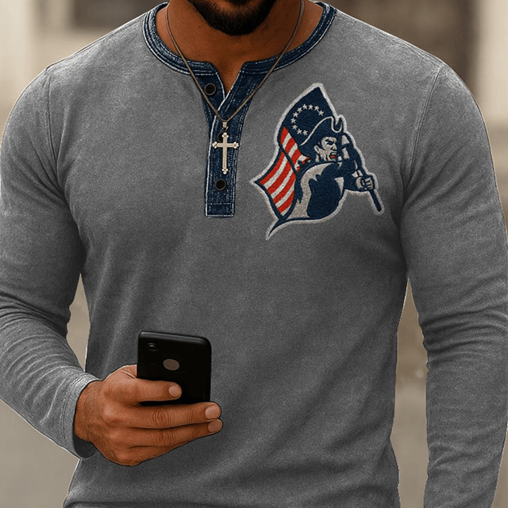 New England Patriots Football Button Long Sleeve Shirt Football Merch Gift Ideas For Him