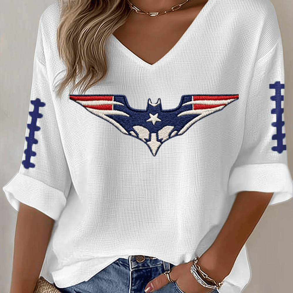 New England Patriots Football V-Neck Long Sleeve Shirt Football Clothing Line Gift For Her