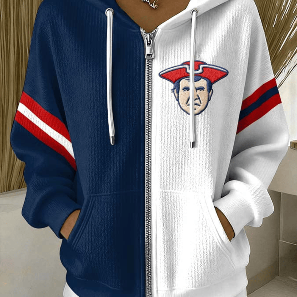 New England Patriots Football Zip Hoodie Game Day Football Hoodie New England Patriots Fan Gift