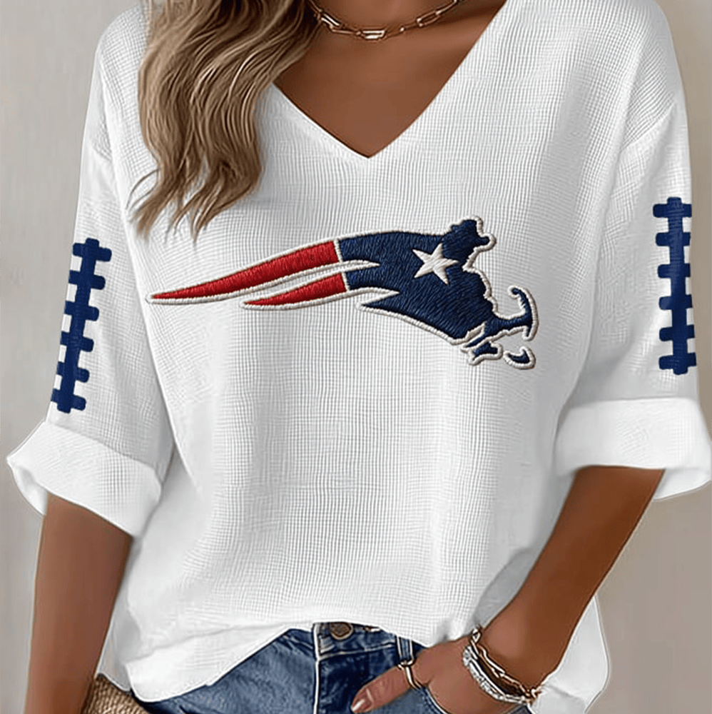 New England Patriots Game Day V-Neck Long Sleeve Shirt New England Patriots Merch Gift Ideas