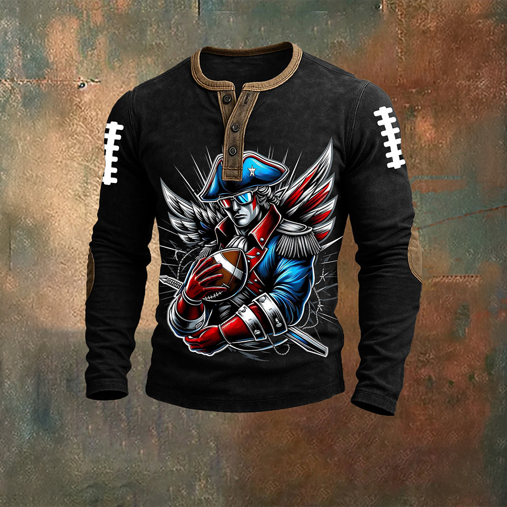 New England Patriots Merch Pat Patriot Button Long Sleeve Shirt Game Day Clothing Gift Ideas