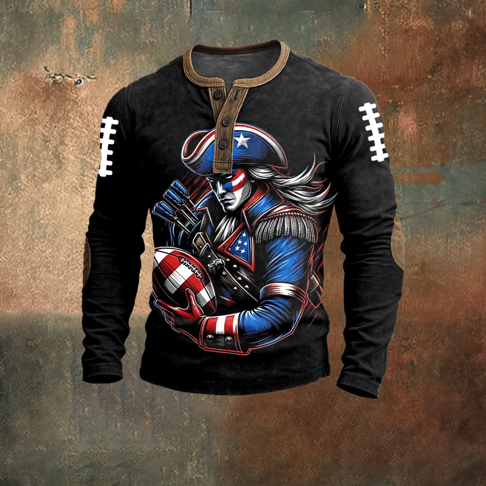 New England Patriots Merch Pat Patriot Game Day Button Long Sleeve Football Apparel Gift